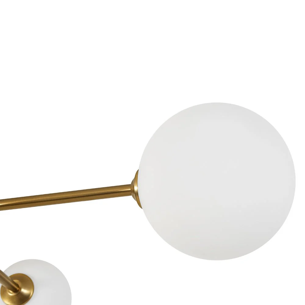 Opal Glass Bubble Brass Linear Sputnik Semi Flush Mount - Image 14