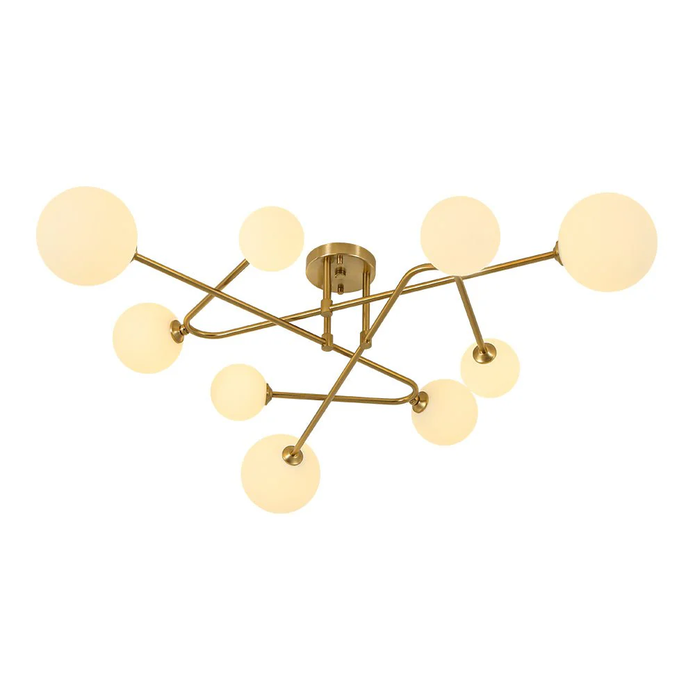 Opal Glass Bubble Brass Linear Sputnik Semi Flush Mount - Image 3