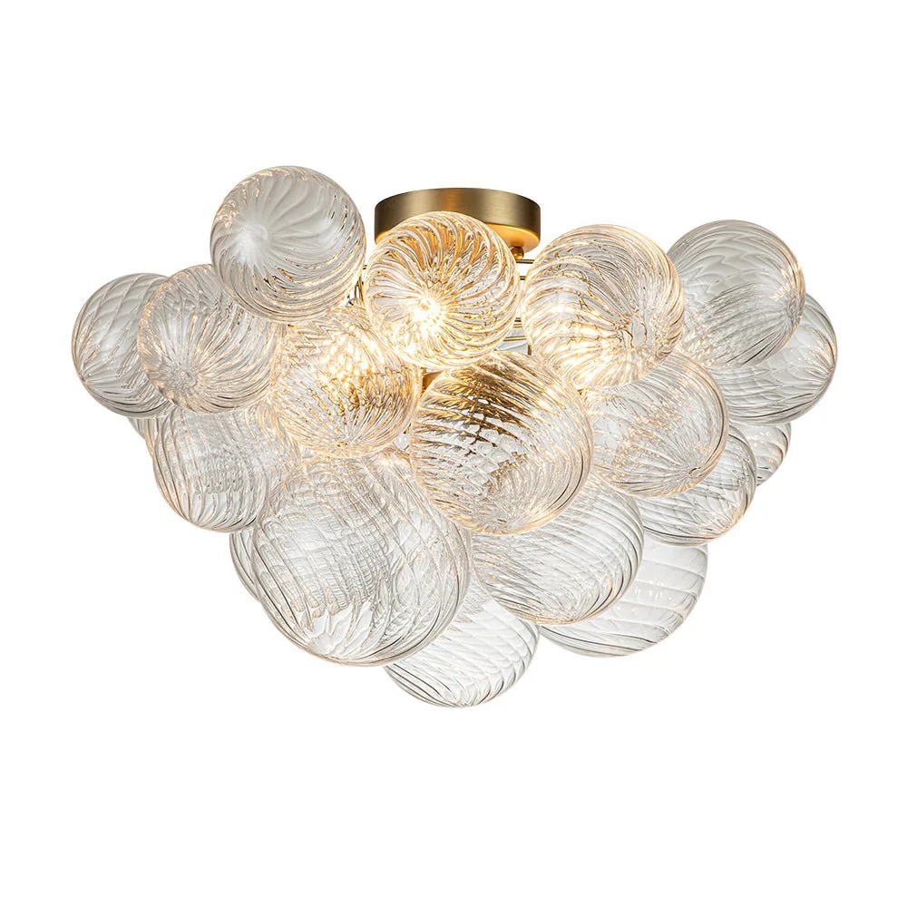 (OpenBox) 3-Light Cluster Ribbed Glass Bubble Semi Flush Chandelier - Image 10
