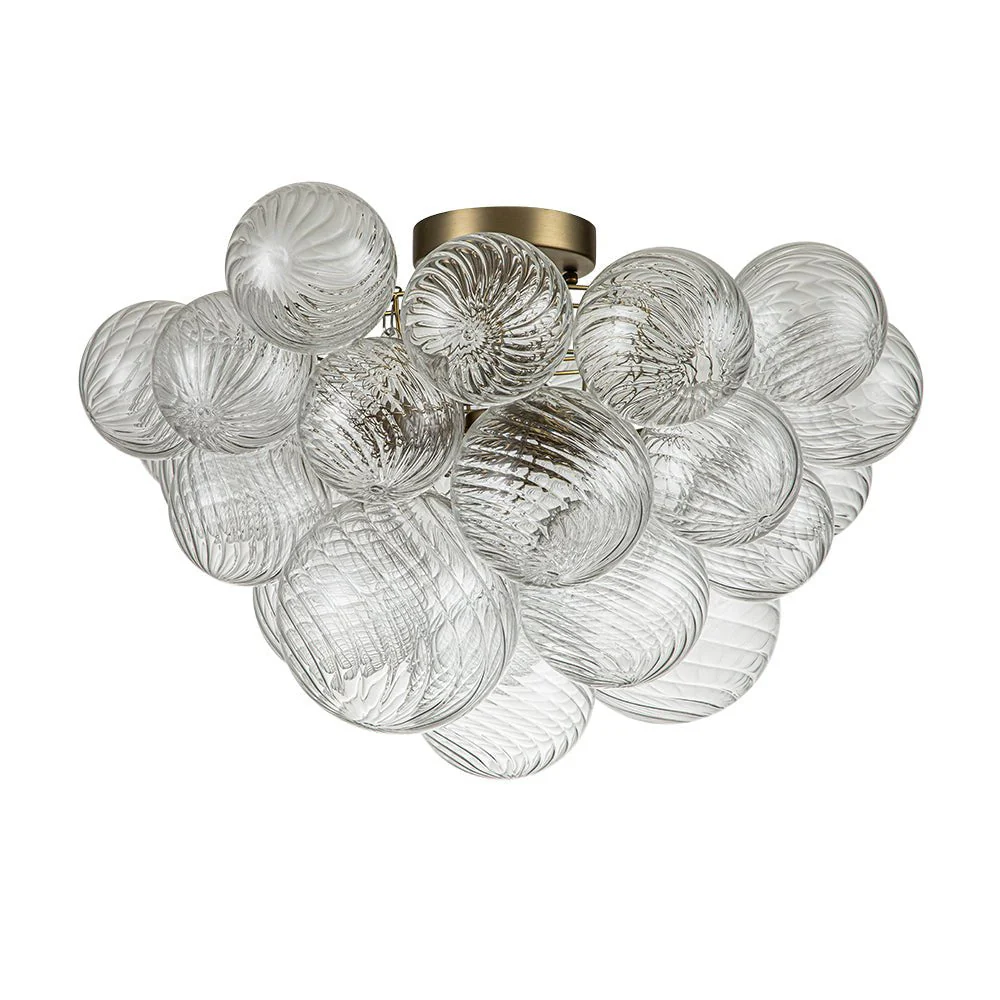 (OpenBox) 3-Light Cluster Ribbed Glass Bubble Semi Flush Chandelier - Image 11