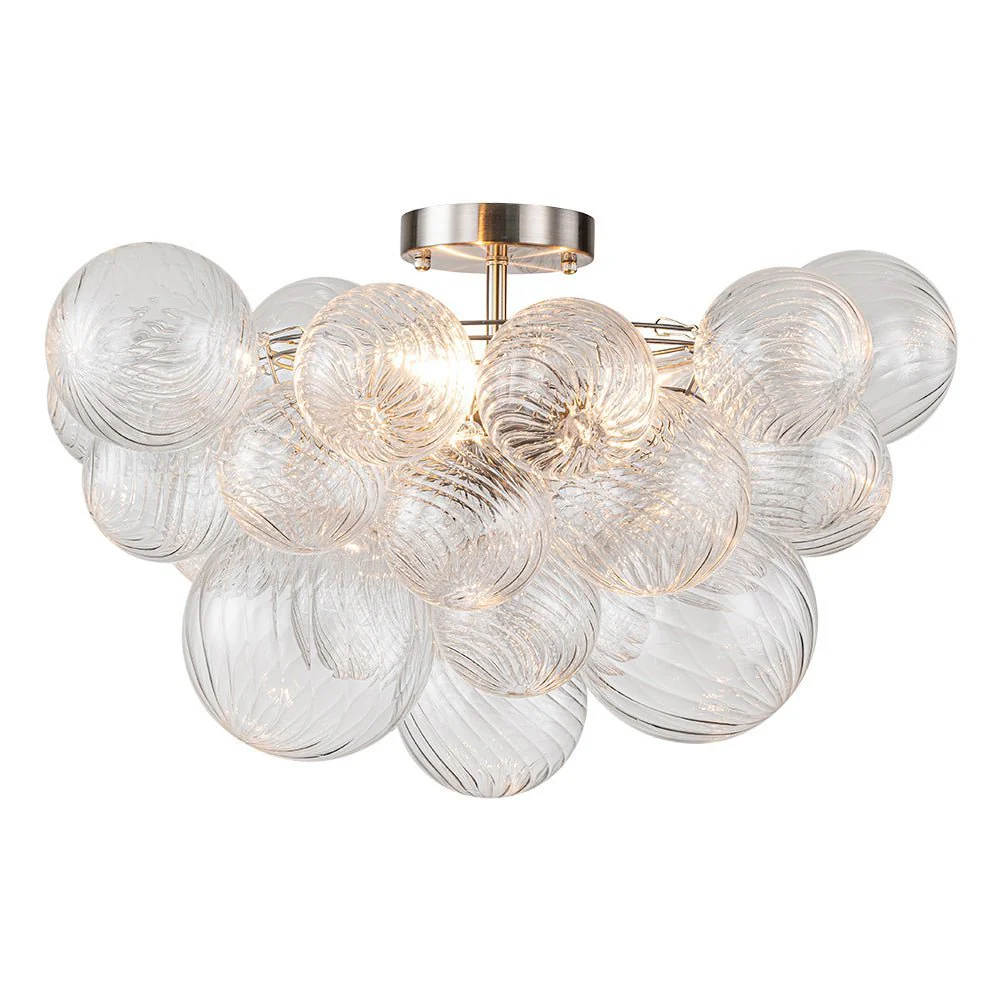 (OpenBox) 3-Light Cluster Ribbed Glass Bubble Semi Flush Chandelier - Image 13