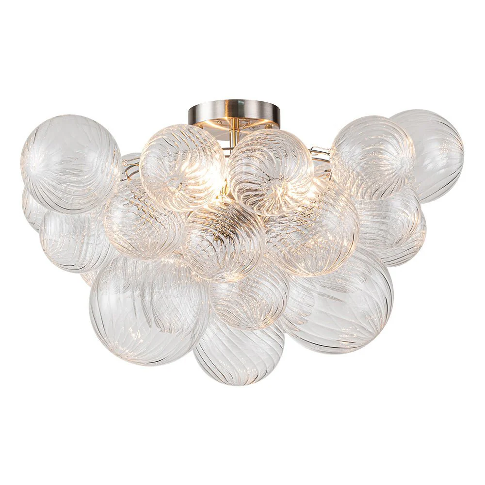 (OpenBox) 3-Light Cluster Ribbed Glass Bubble Semi Flush Chandelier - Image 14