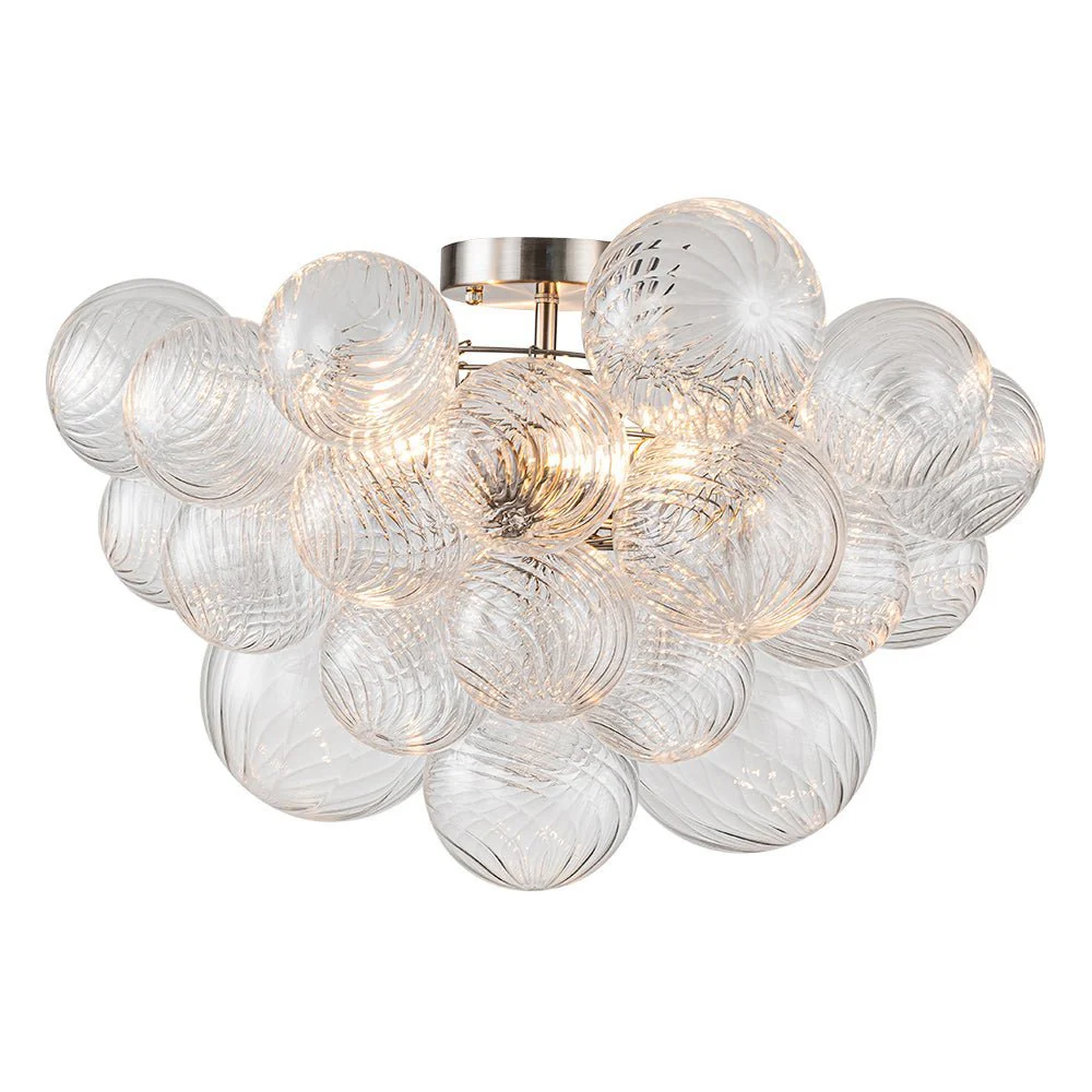 (OpenBox) 3-Light Cluster Ribbed Glass Bubble Semi Flush Chandelier - Image 15