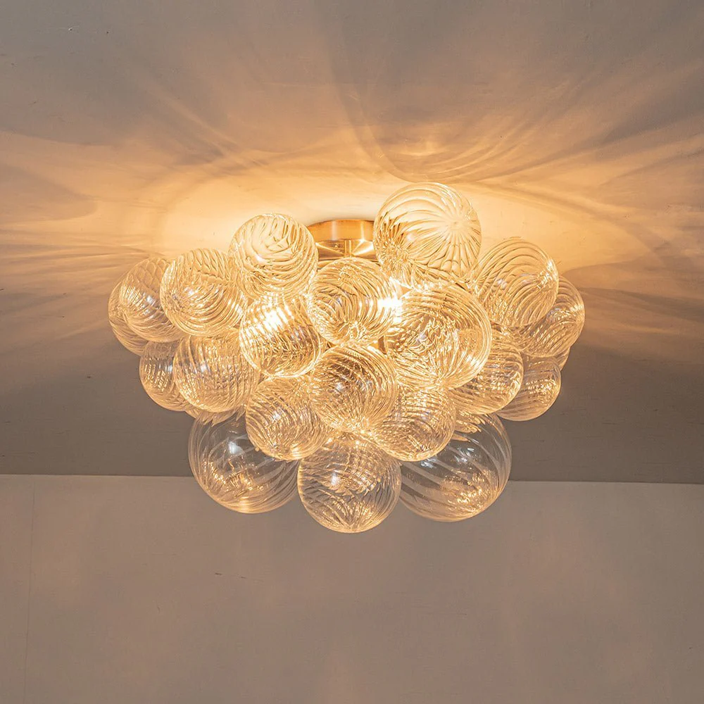 (OpenBox) 3-Light Cluster Ribbed Glass Bubble Semi Flush Chandelier - Image 16