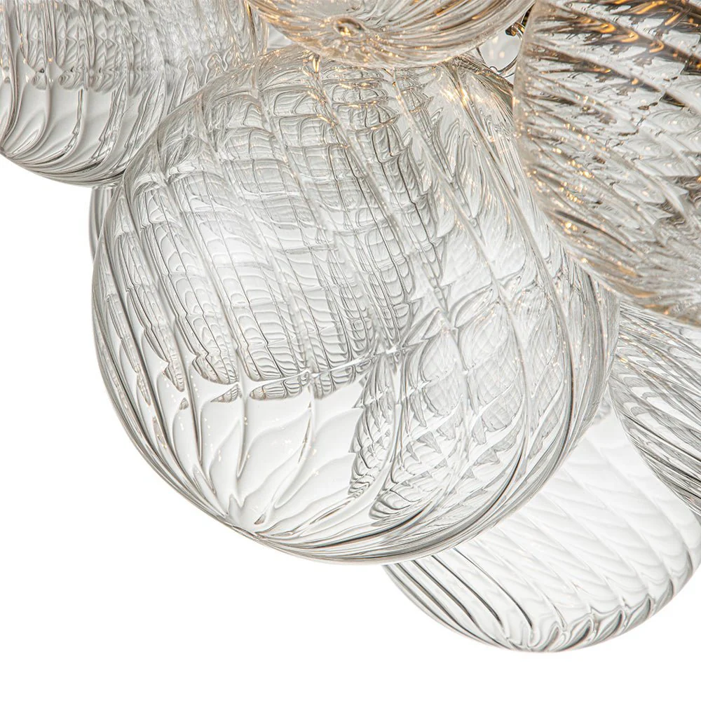 (OpenBox) 3-Light Cluster Ribbed Glass Bubble Semi Flush Chandelier - Image 17