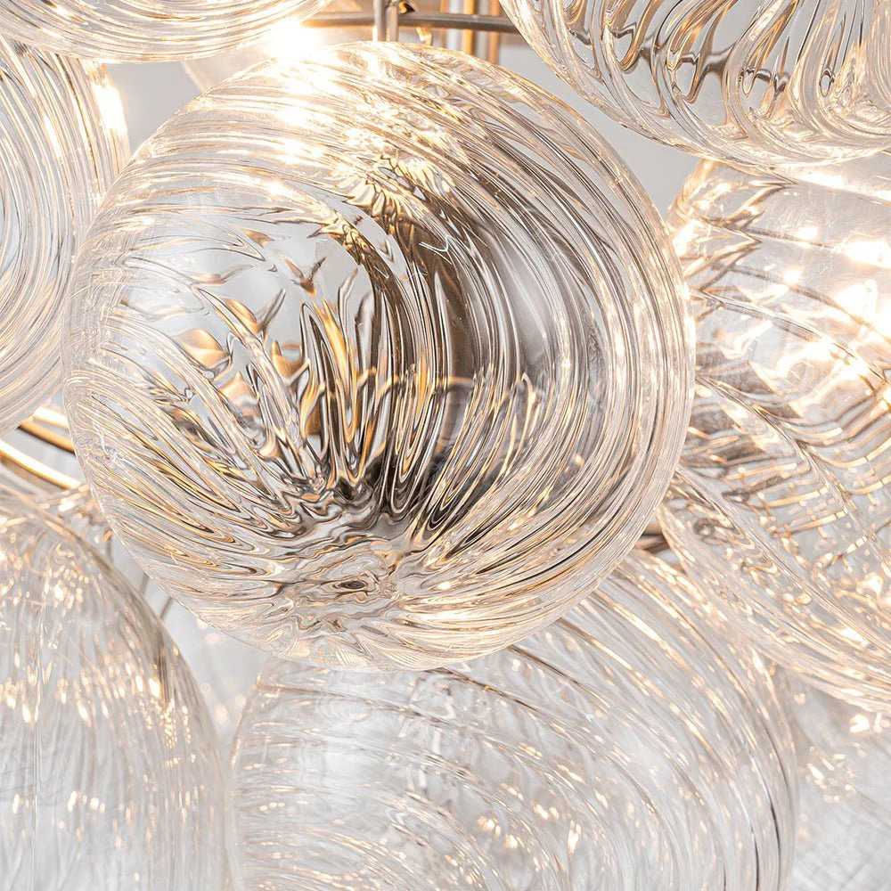 (OpenBox) 3-Light Cluster Ribbed Glass Bubble Semi Flush Chandelier - Image 18