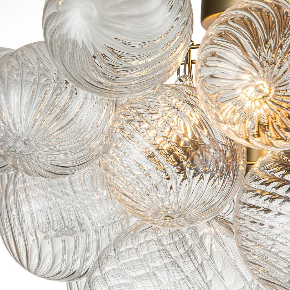 (OpenBox) 3-Light Cluster Ribbed Glass Bubble Semi Flush Chandelier - Image 19