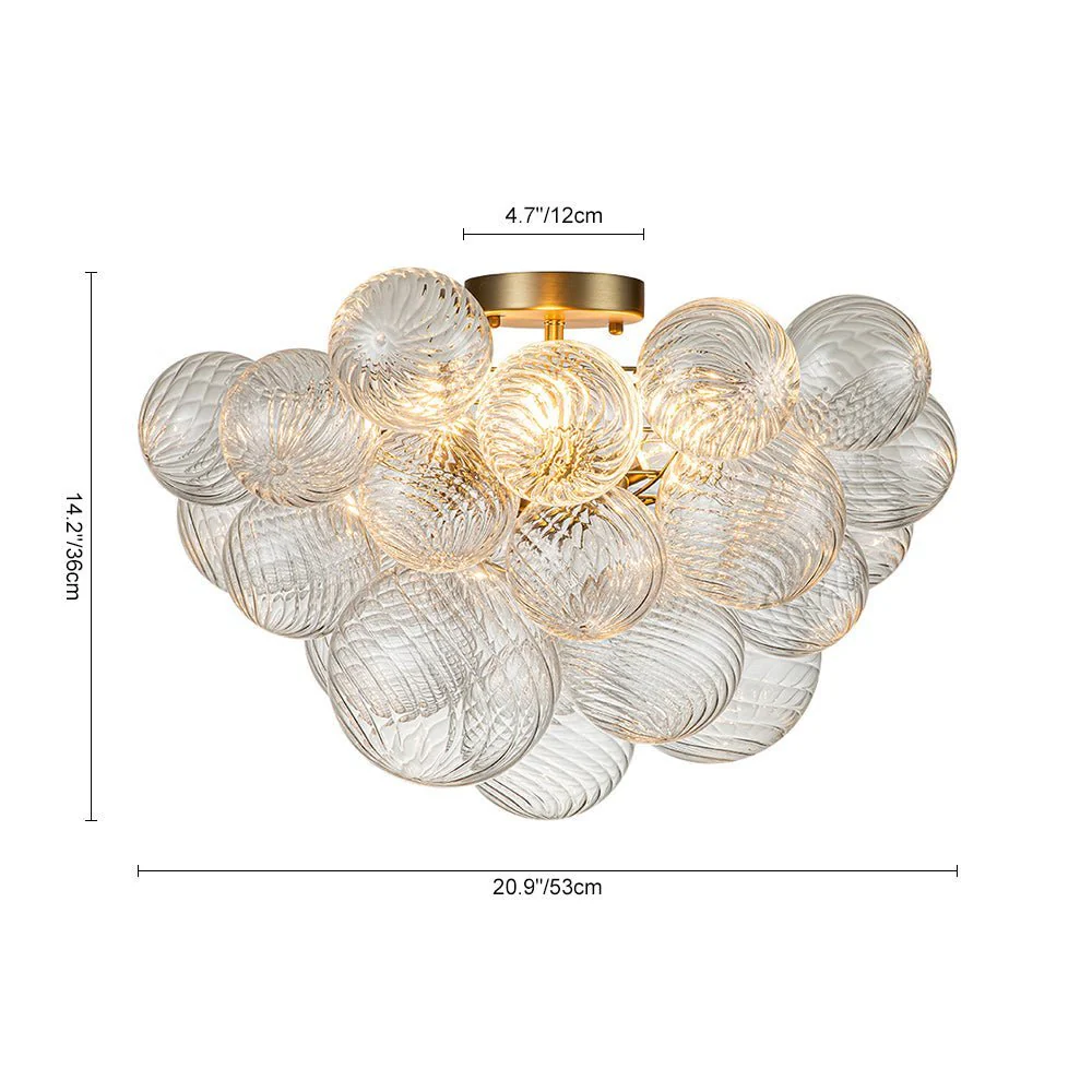 (OpenBox) 3-Light Cluster Ribbed Glass Bubble Semi Flush Chandelier - Image 24