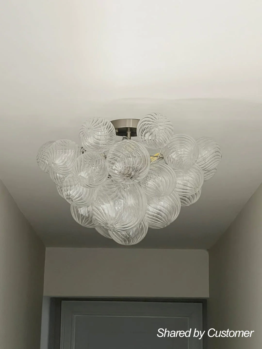 (OpenBox) 3-Light Cluster Ribbed Glass Bubble Semi Flush Chandelier - Image 8