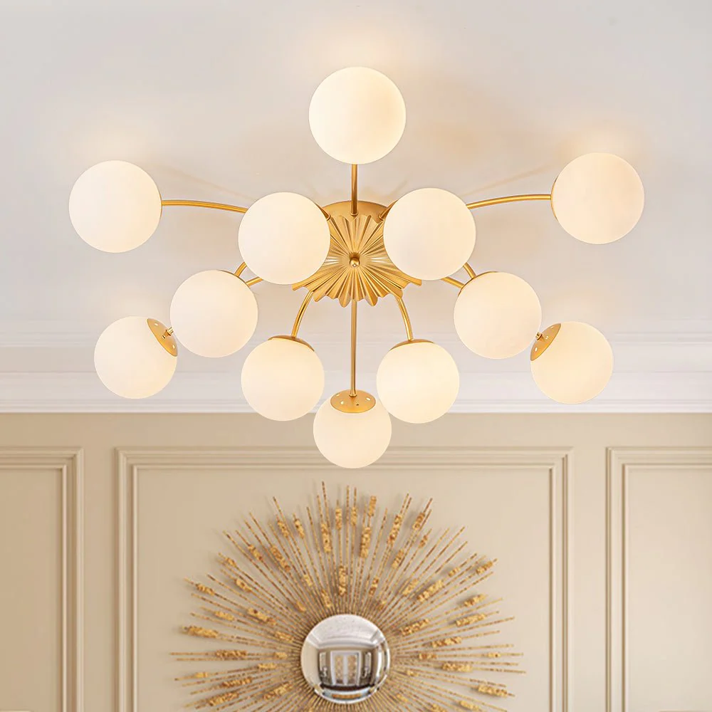Blossom 12-Light Opal Glass Bubble Semi Flush Chandelier - Image 10