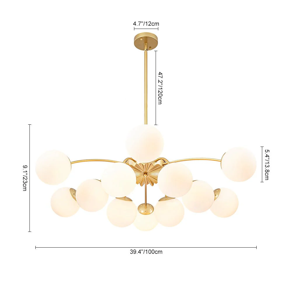 Blossom 12-Light Opal Glass Bubble Semi Flush Chandelier - Image 29