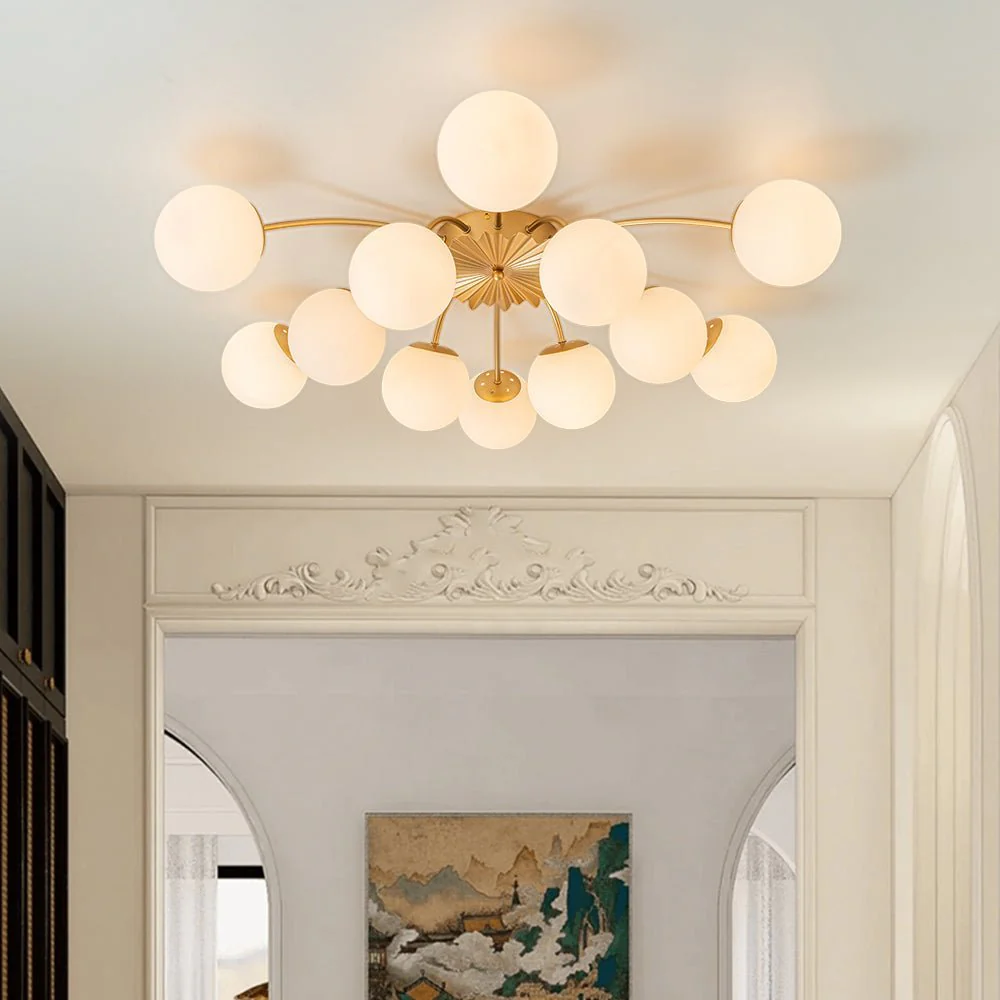 (OpenBox) Blossom 12-Light Opal Glass Bubble Semi Flush Chandelier - Image 2