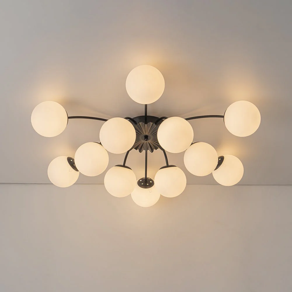 Blossom 12-Light Opal Glass Bubble Semi Flush Chandelier - Image 46