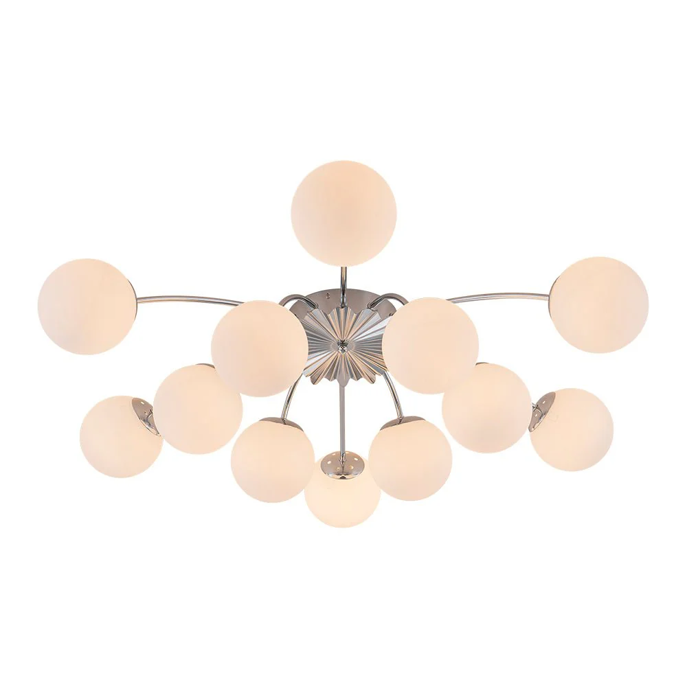 Blossom 12-Light Opal Glass Bubble Semi Flush Chandelier - Image 39