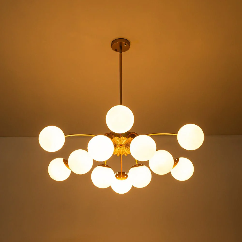 Blossom 12-Light Opal Glass Bubble Semi Flush Chandelier - Image 32