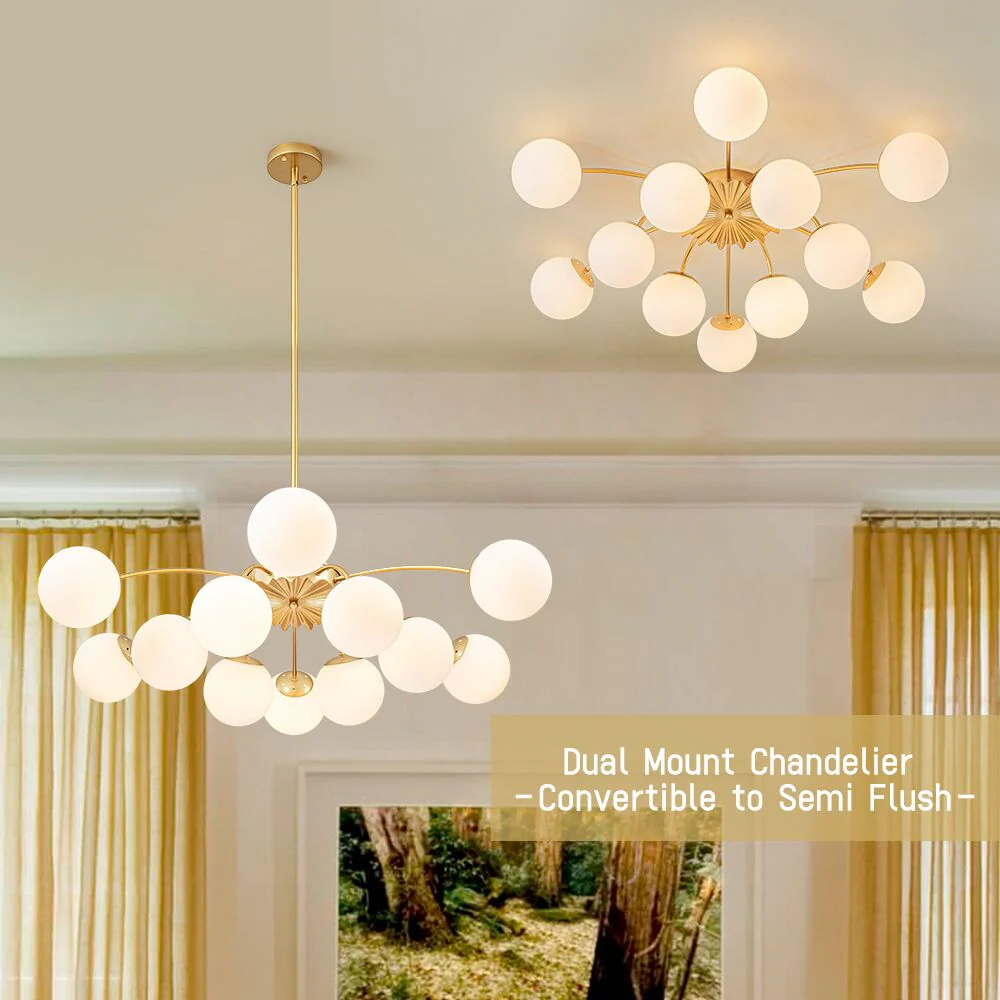 (OpenBox) Blossom 12-Light Opal Glass Bubble Semi Flush Chandelier - Image 6