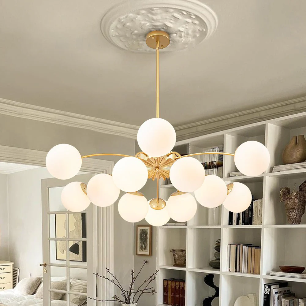 Blossom 12-Light Opal Glass Bubble Semi Flush Chandelier - Image 6