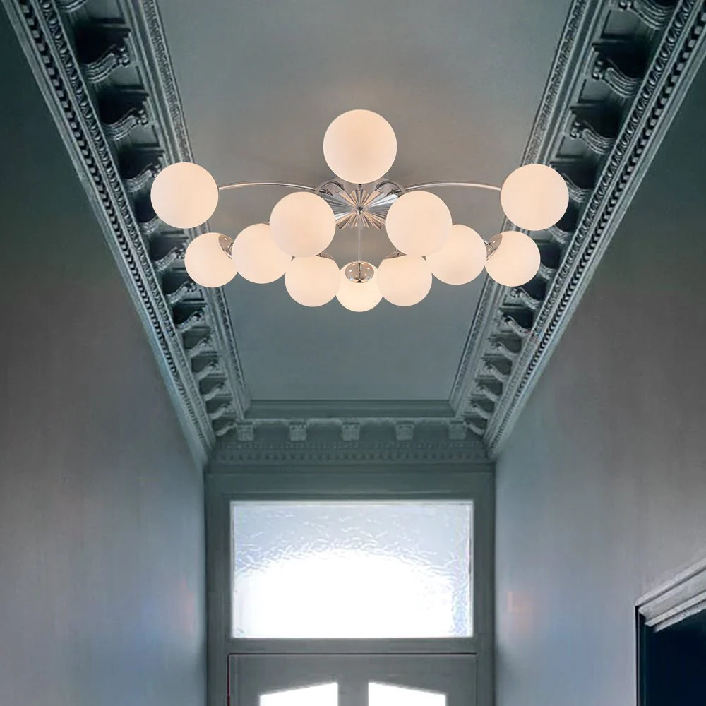 Blossom 12-Light Opal Glass Bubble Semi Flush Chandelier - Image 14