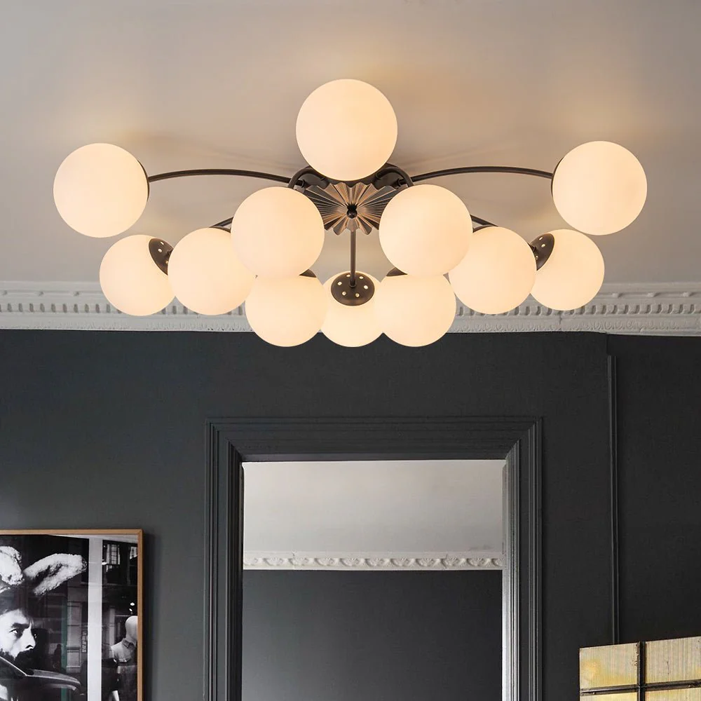 Blossom 12-Light Opal Glass Bubble Semi Flush Chandelier - Image 18
