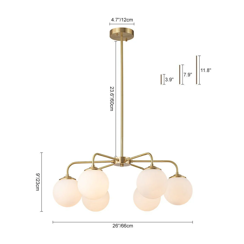 (OpenBox) Brass 6-Light Milky White Globe Round Chandelier - Image 12