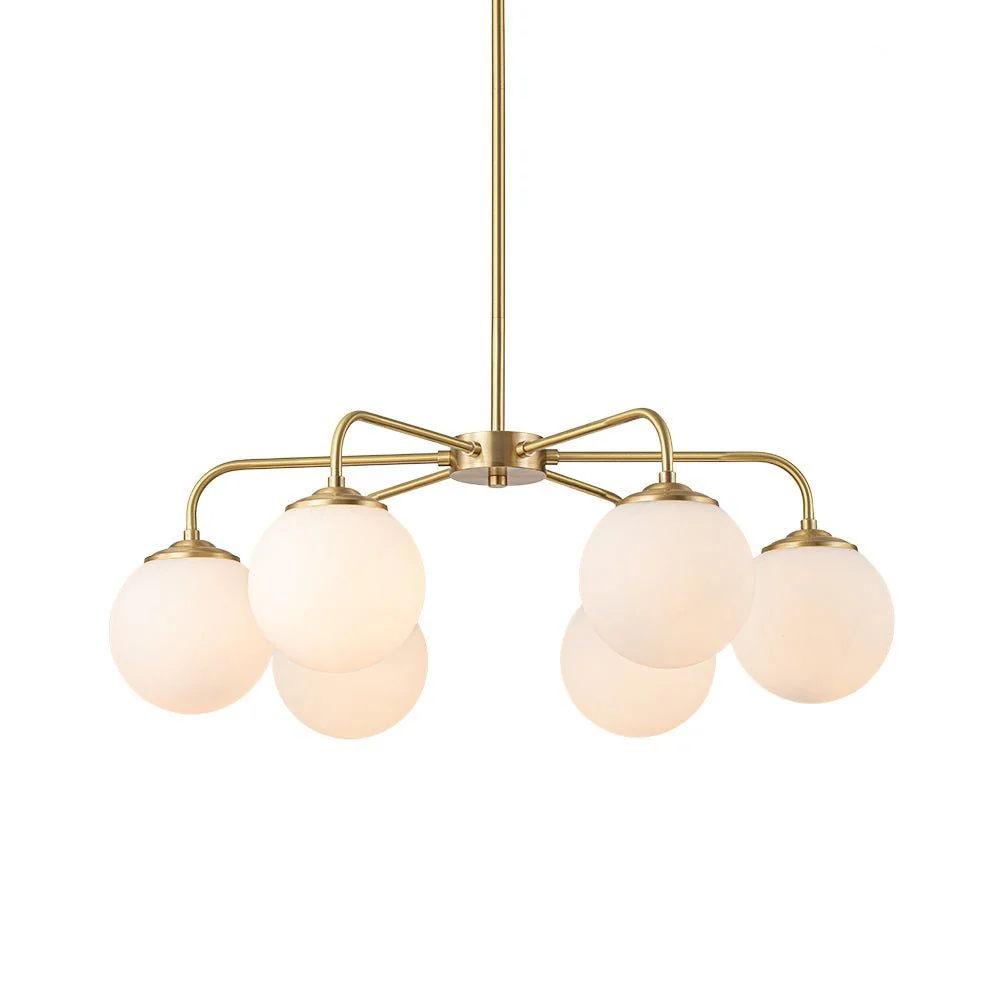 (OpenBox) Brass 6-Light Milky White Globe Round Chandelier - Image 3