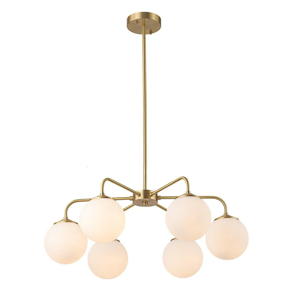 (OpenBox) Brass 6-Light Milky White Globe Round Chandelier - Image 5
