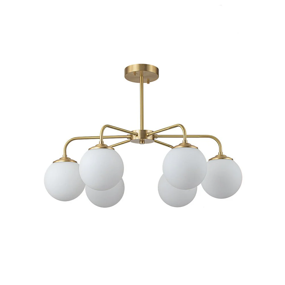 (OpenBox) Brass 6-Light Milky White Globe Round Chandelier - Image 7
