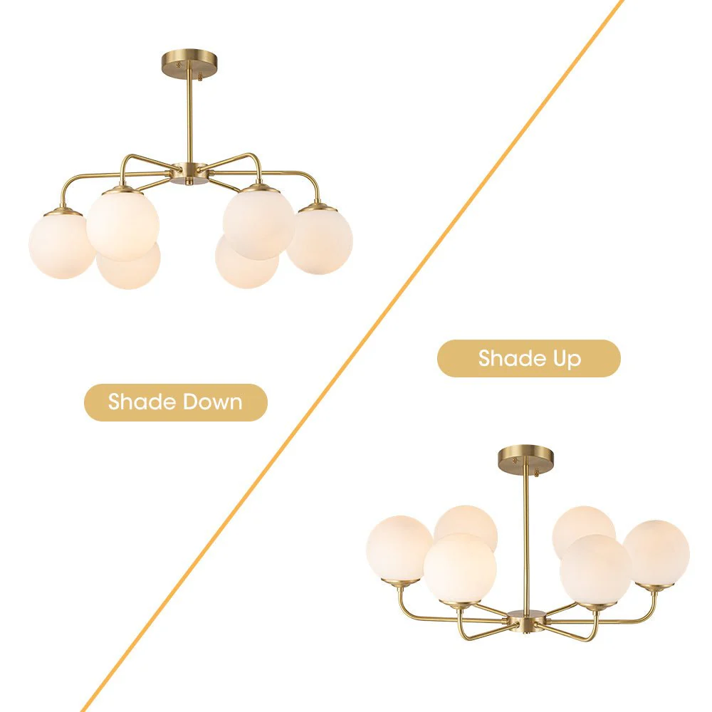 (OpenBox) Brass 6-Light Milky White Globe Round Chandelier - Image 8