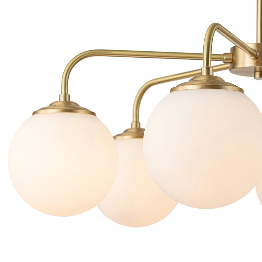 (OpenBox) Brass 6-Light Milky White Globe Round Chandelier - Image 9