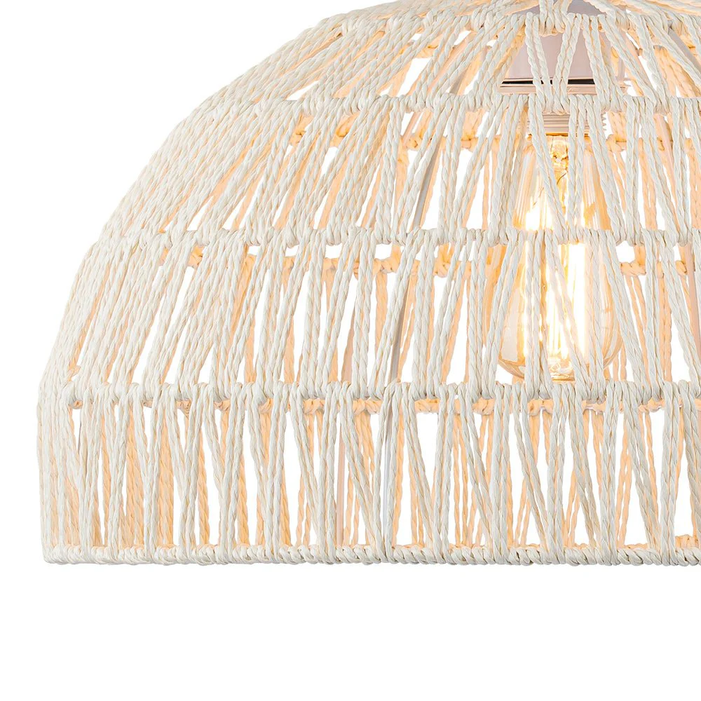 (OpenBox) 1-Light Coastal Bohemian Woven Rope Dome Pendant - Image 10