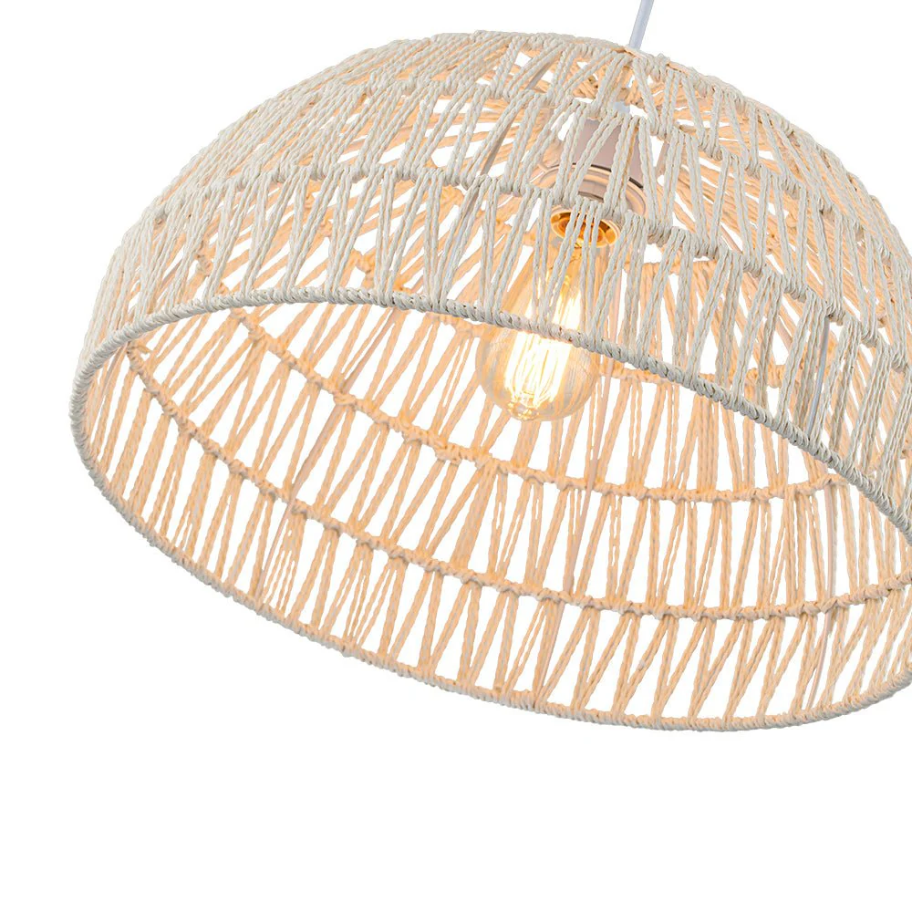 (OpenBox) 1-Light Coastal Bohemian Woven Rope Dome Pendant - Image 11