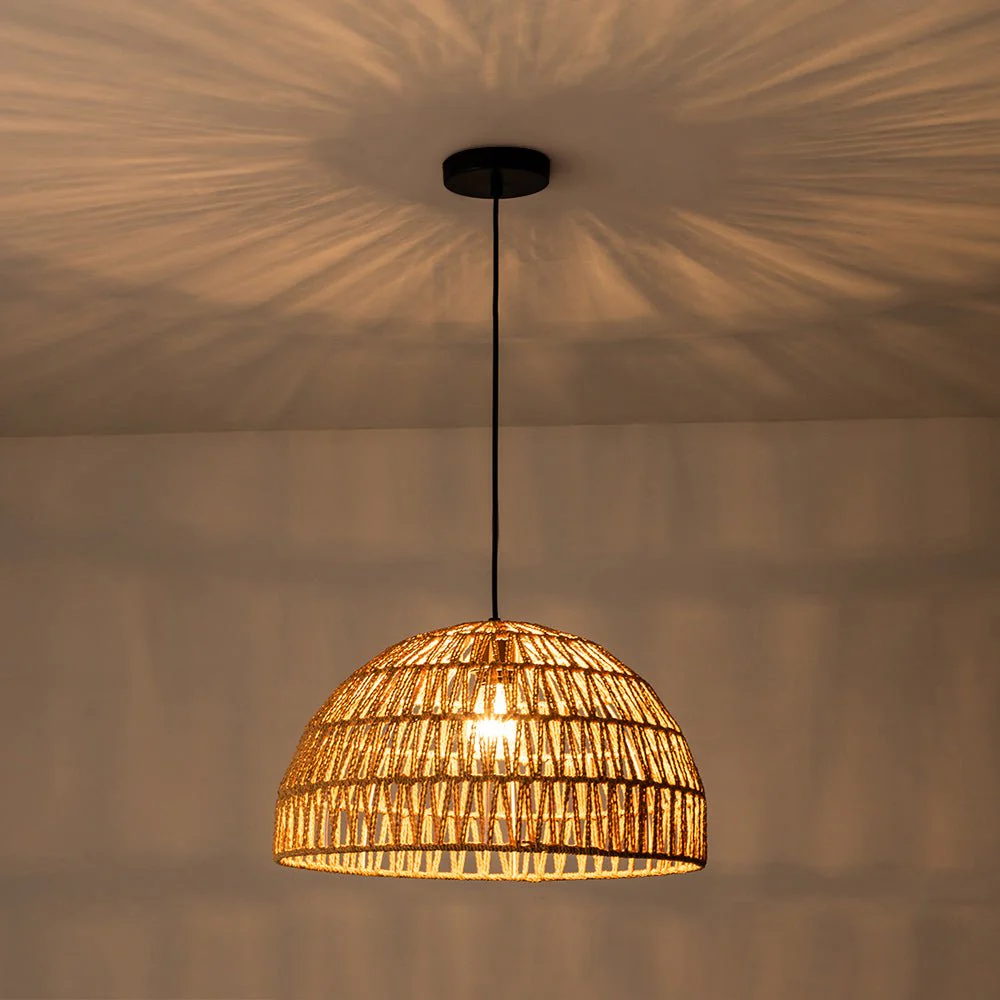 (OpenBox) 1-Light Coastal Bohemian Woven Rope Dome Pendant - Image 16