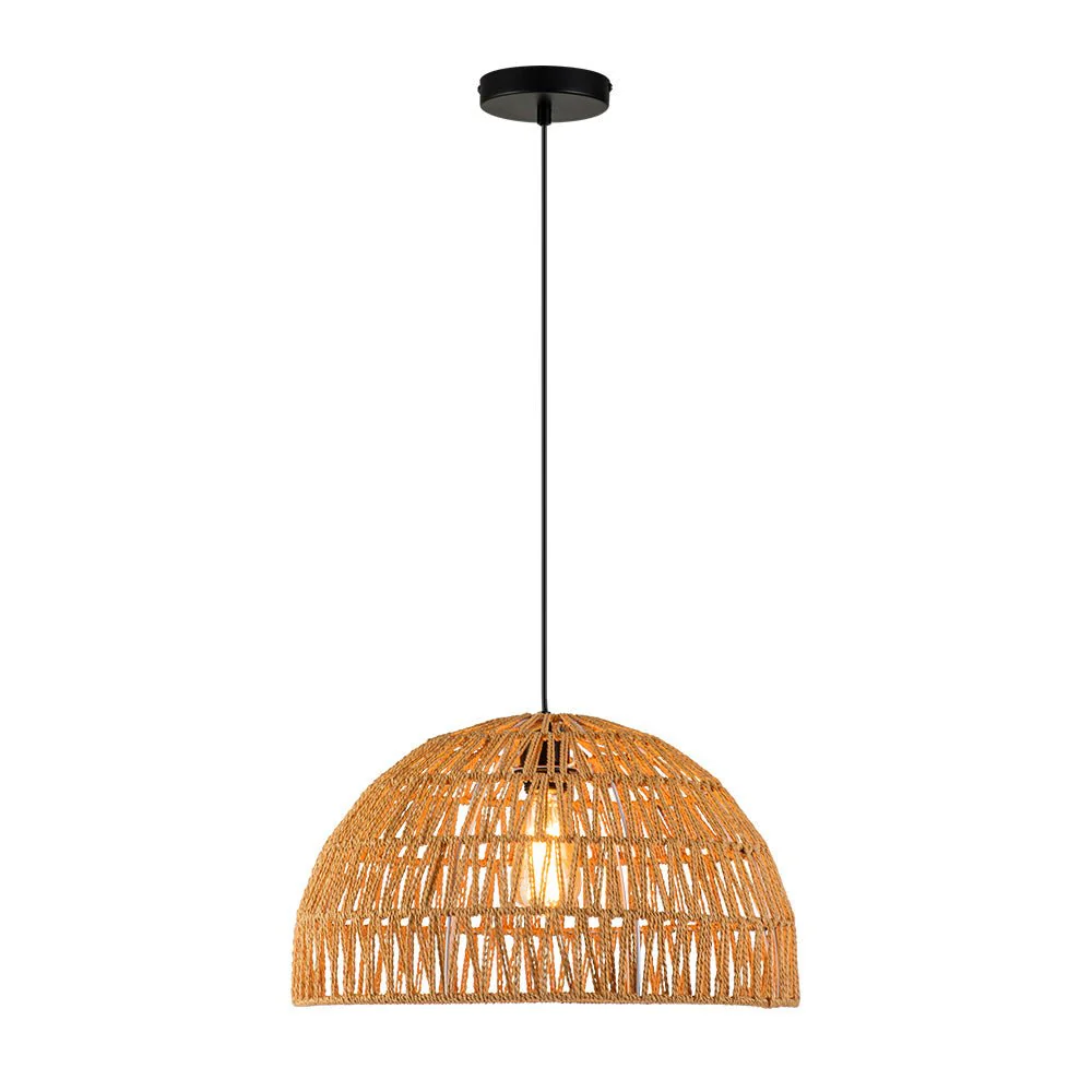 (OpenBox) 1-Light Coastal Bohemian Woven Rope Dome Pendant - Image 21