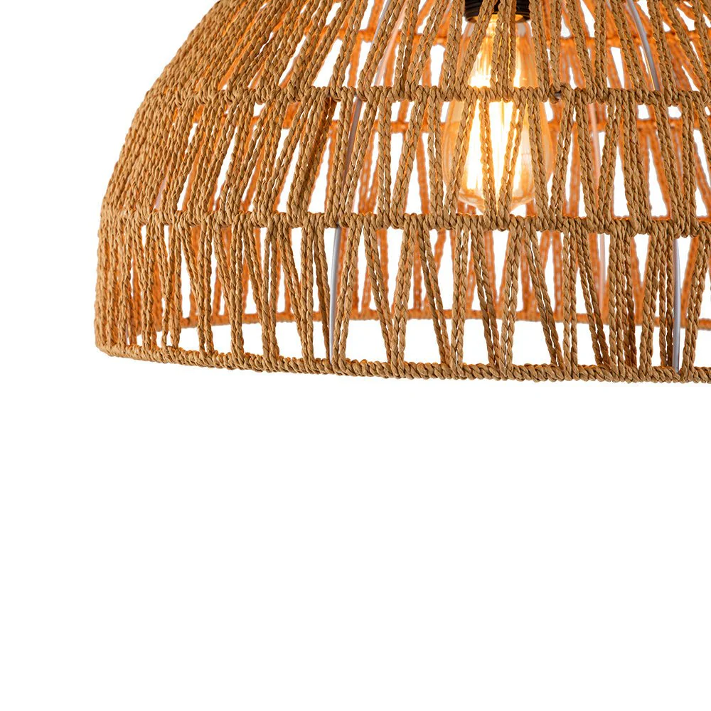 (OpenBox) 1-Light Coastal Bohemian Woven Rope Dome Pendant - Image 23