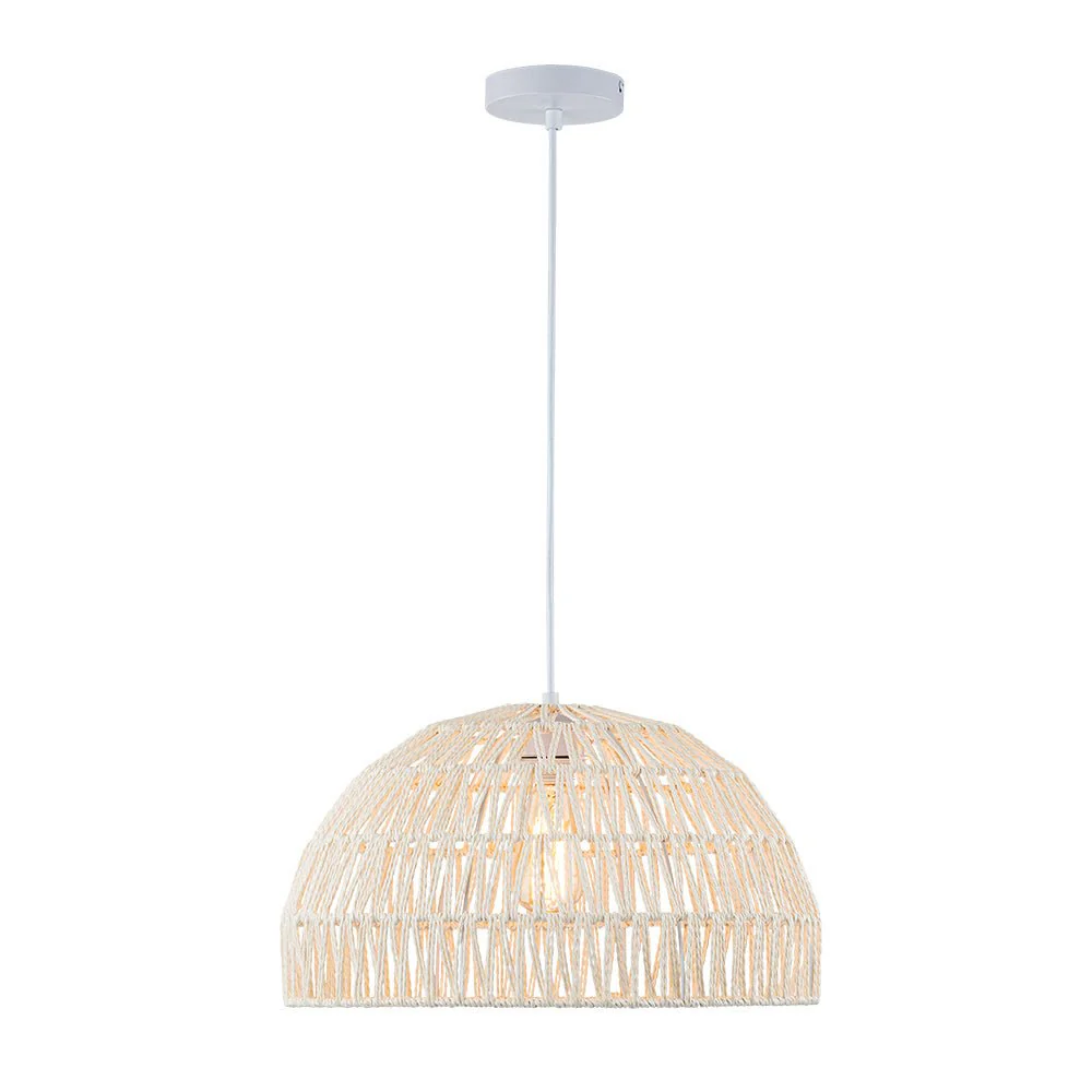 (OpenBox) 1-Light Coastal Bohemian Woven Rope Dome Pendant - Image 4