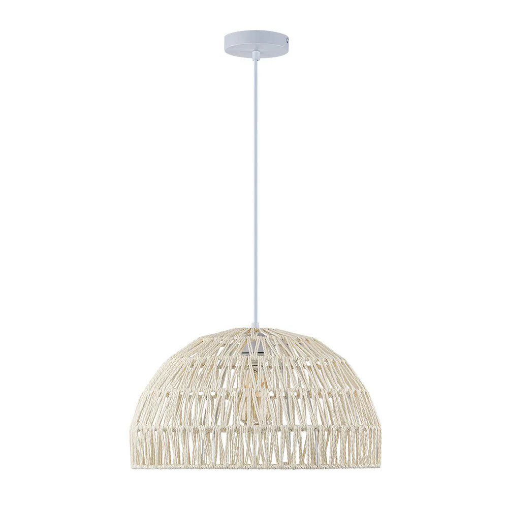 (OpenBox) 1-Light Coastal Bohemian Woven Rope Dome Pendant - Image 5