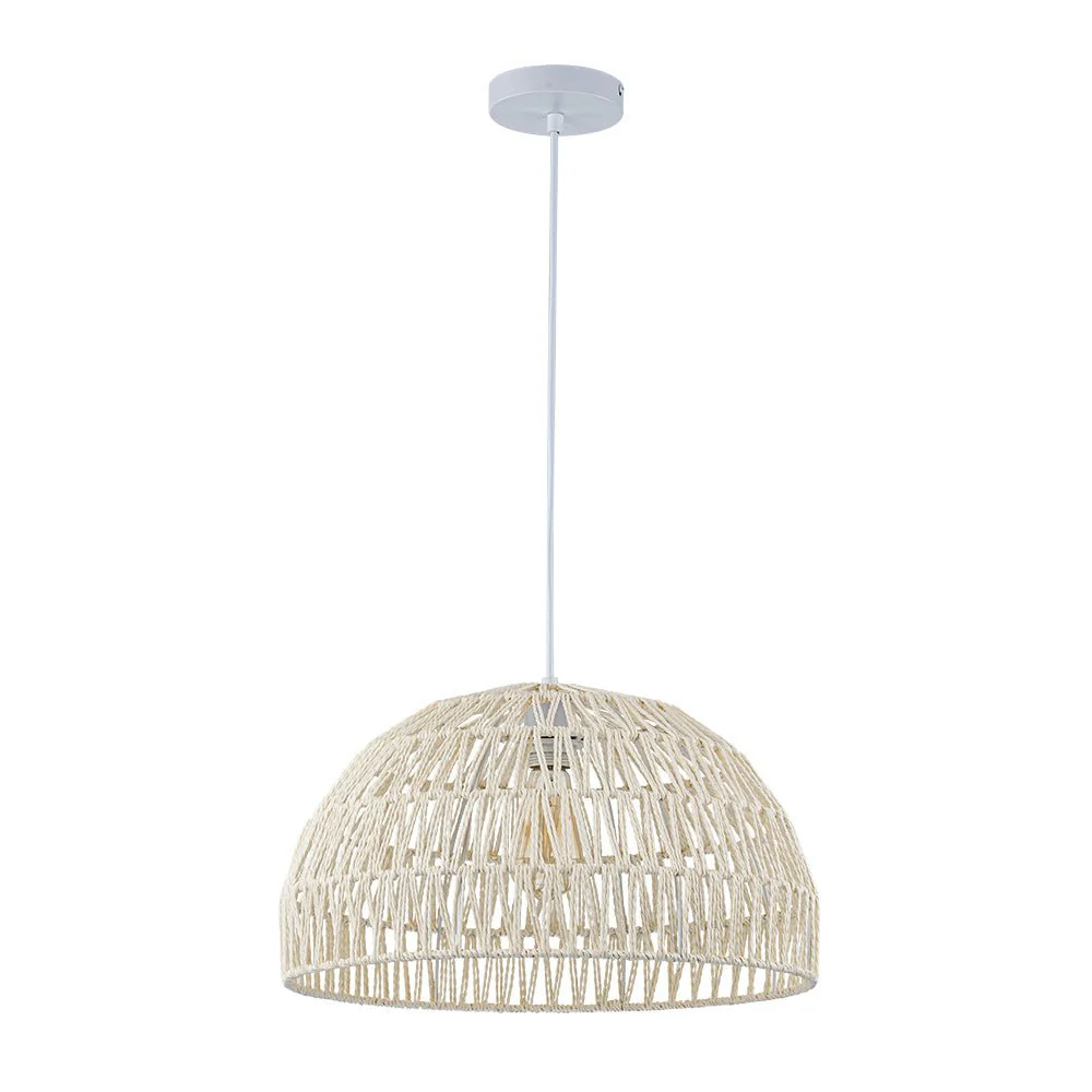 (OpenBox) 1-Light Coastal Bohemian Woven Rope Dome Pendant - Image 6