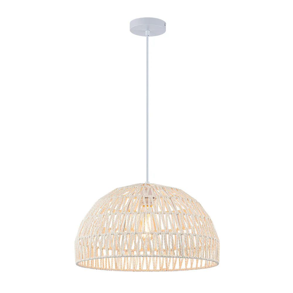 (OpenBox) 1-Light Coastal Bohemian Woven Rope Dome Pendant - Image 7