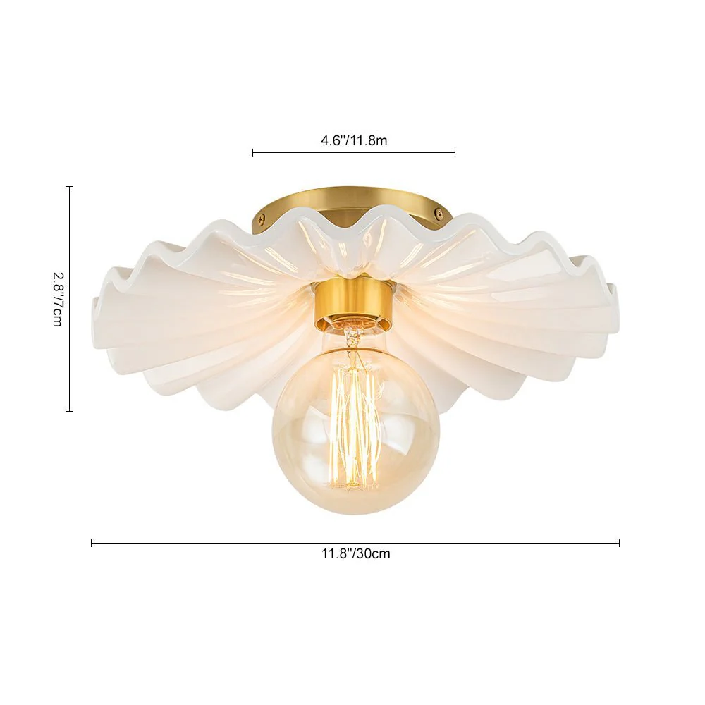 (OpenBox) 1-Light Creamy Ceramic Shade Semi Flush Mount - Image 12
