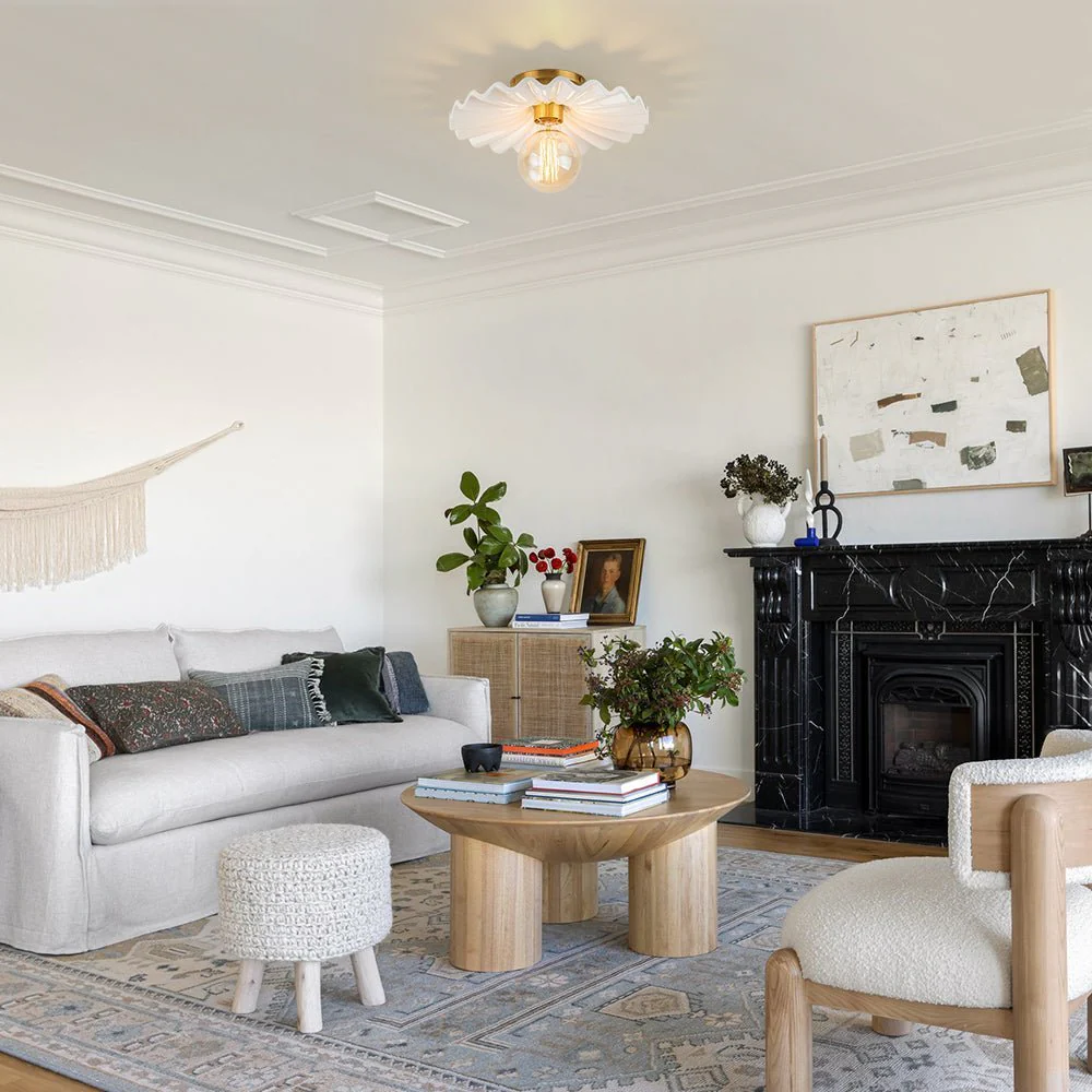 (OpenBox) 1-Light Creamy Ceramic Shade Semi Flush Mount - Image 3