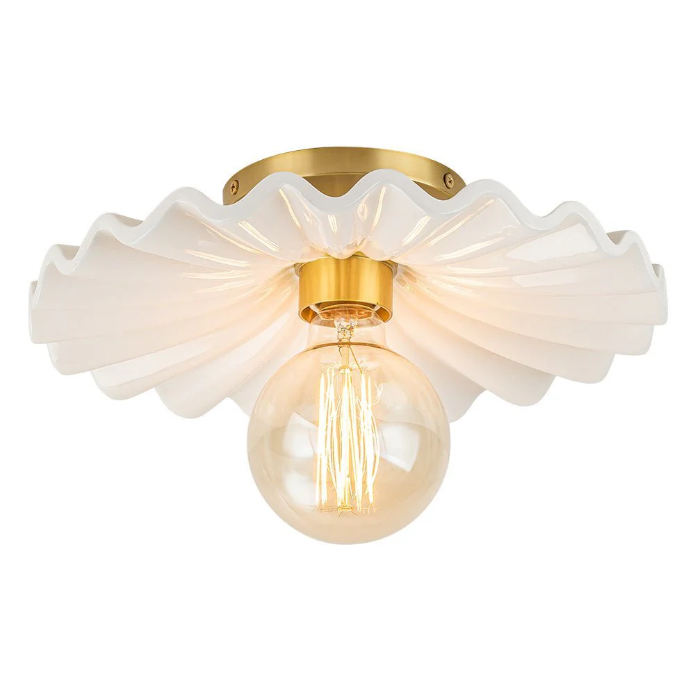 (OpenBox) 1-Light Creamy Ceramic Shade Semi Flush Mount - Image 4