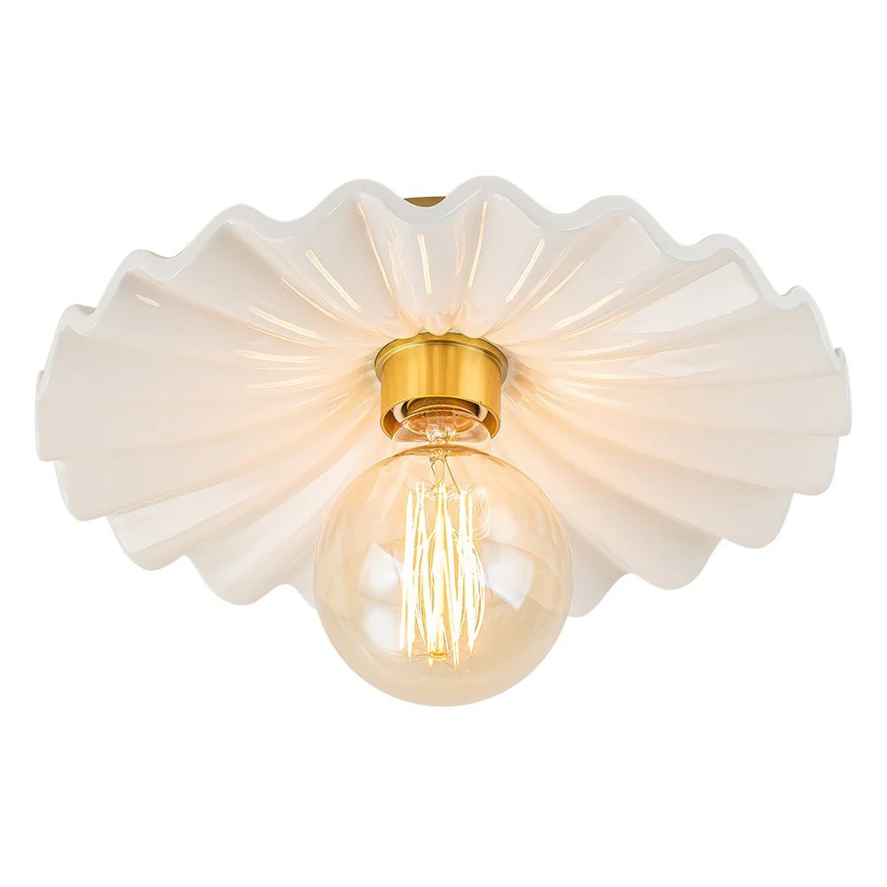 (OpenBox) 1-Light Creamy Ceramic Shade Semi Flush Mount - Image 5