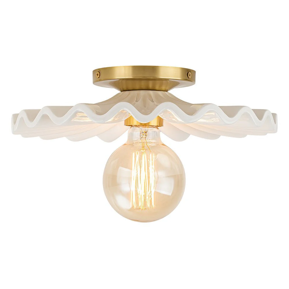 (OpenBox) 1-Light Creamy Ceramic Shade Semi Flush Mount - Image 6