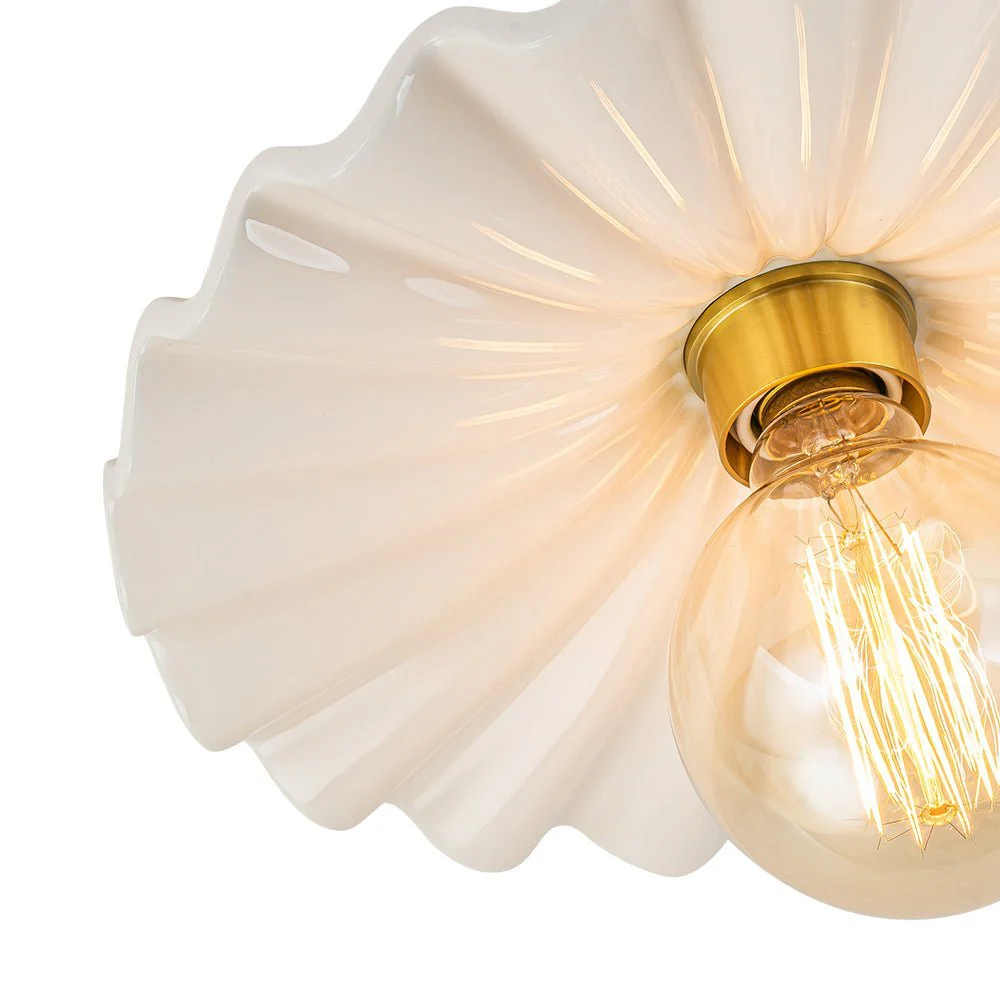 (OpenBox) 1-Light Creamy Ceramic Shade Semi Flush Mount - Image 7