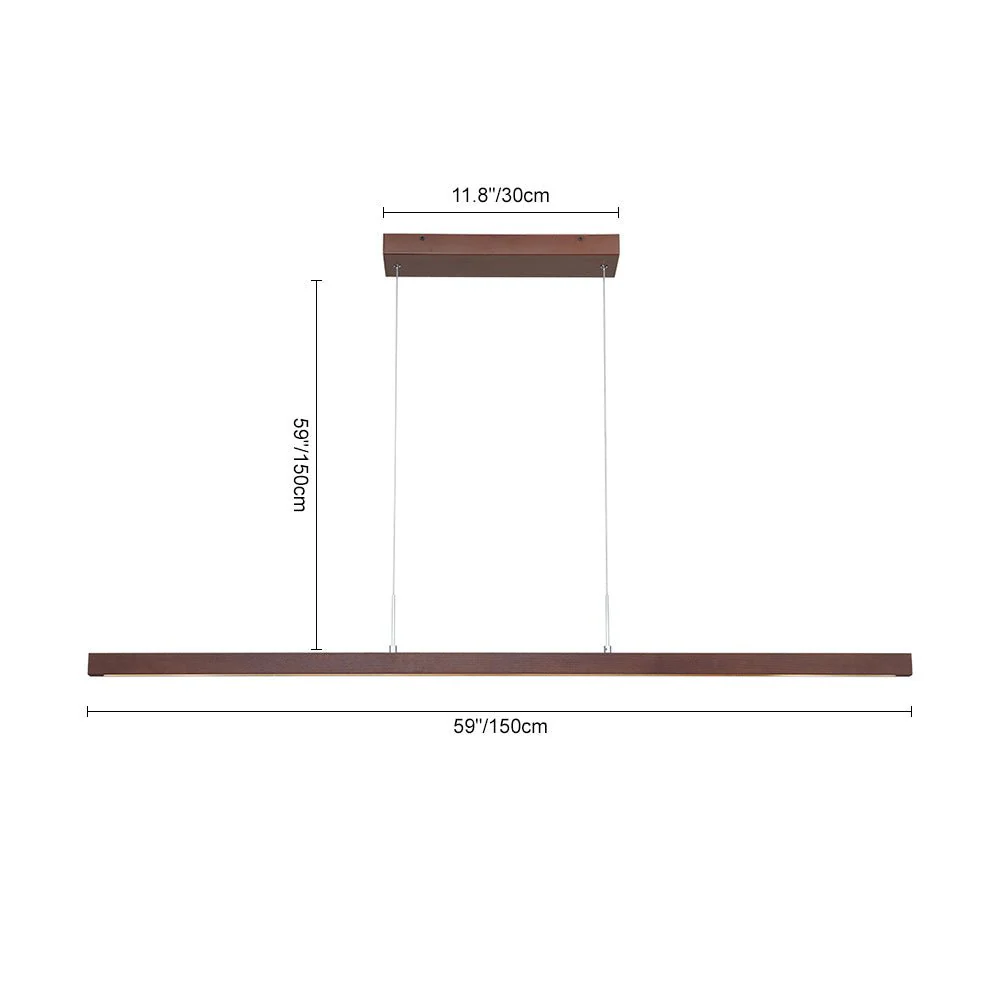 1-Light Modern Minimalist LED Wood Linear Chandelier - Image 13