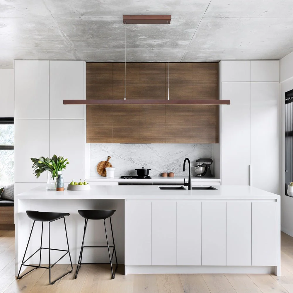 1-Light Modern Minimalist LED Wood Linear Chandelier - Image 2