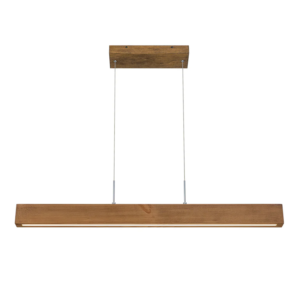 1-Light Modern Minimalist LED Wood Linear Chandelier - Image 3