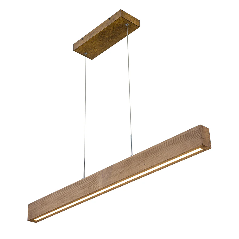 1-Light Modern Minimalist LED Wood Linear Chandelier - Image 5