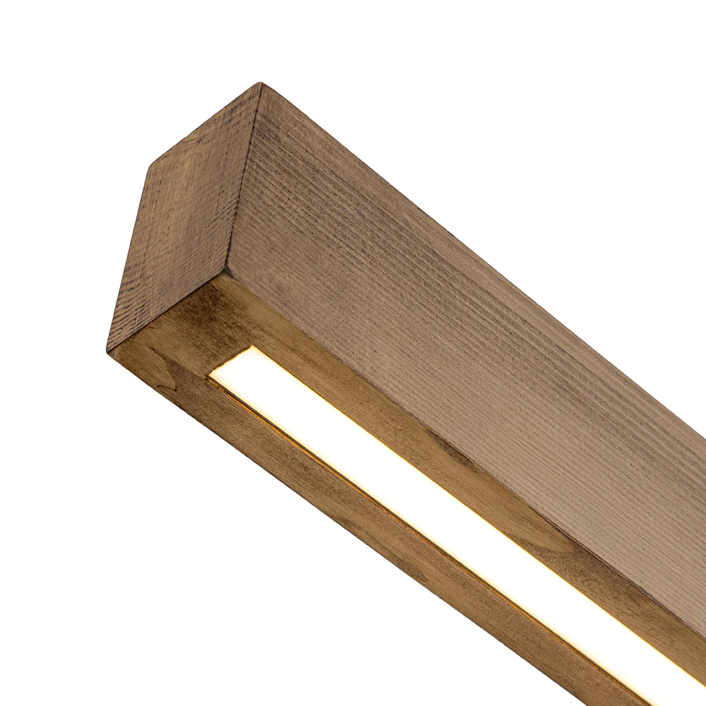 1-Light Modern Minimalist LED Wood Linear Chandelier - Image 7