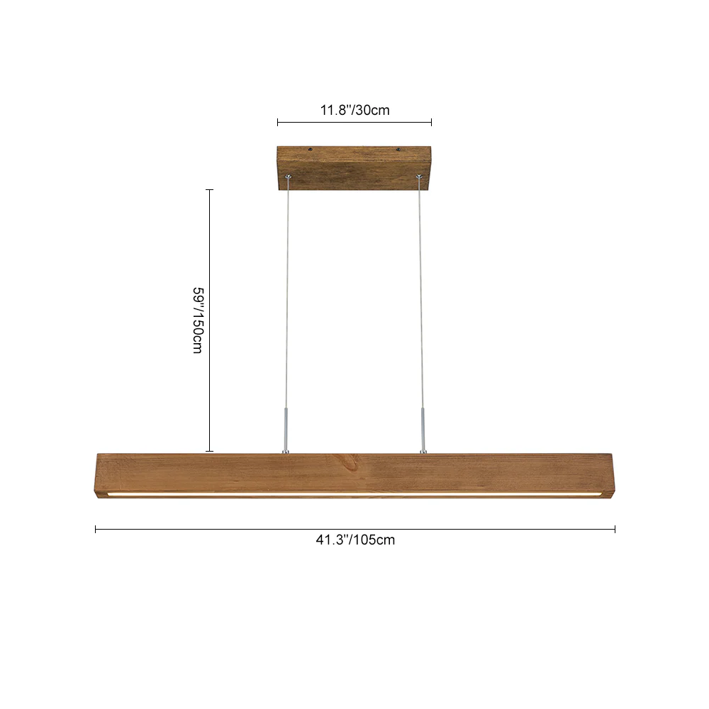 1-Light Modern Minimalist LED Wood Linear Chandelier - Image 9